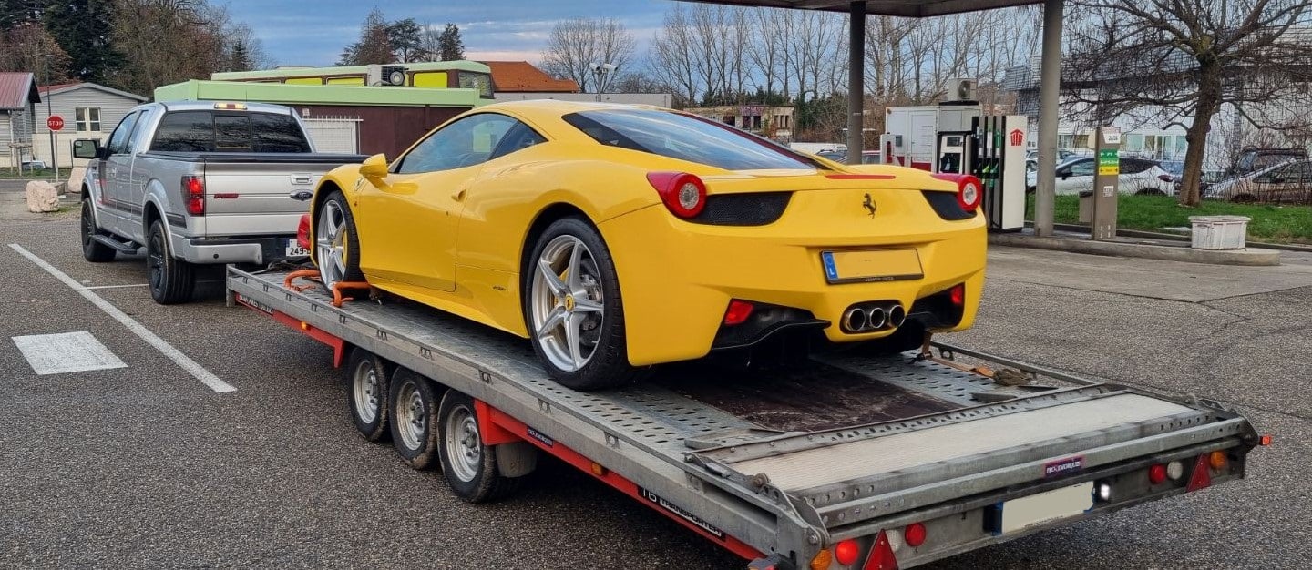 transport de voiture Ferrari 456 italia pour controle technique luxembourg